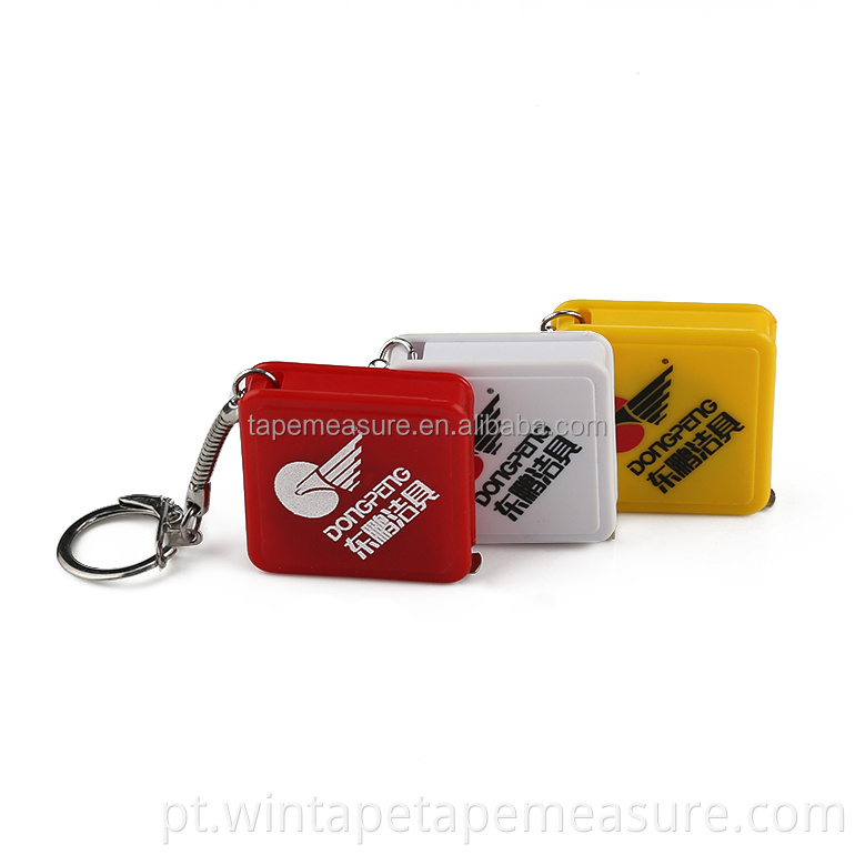 Porta-chaves de bolso de plástico ABS promocional personalizado de sua marca com fita métrica de aço